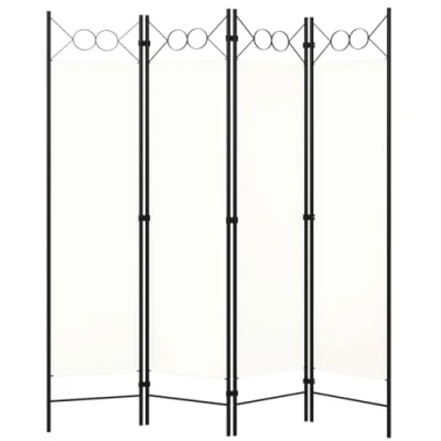Imagen de vidaXL Biombo Divisor de 4 Paneles, Plegable, Separador Ambientes, Pantalla Privacidad para Salón Oficina Jardín, Blanco 160x180 cm
