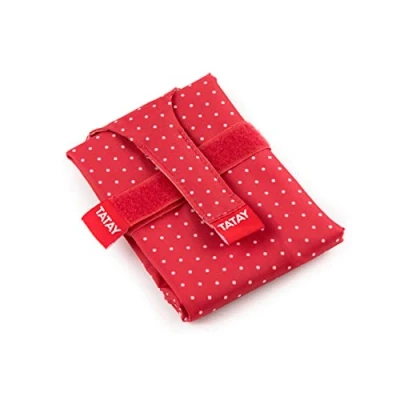 Imagen de Tatay 1182251 Porta Bocadillo Reutilizable, Bolsa de Tela ideal para la merienda o almuerzo, Adaptable, Fácil limpiar, Sin BPA, Color Dots Rojo, Medidas 72,5 x 44 cm