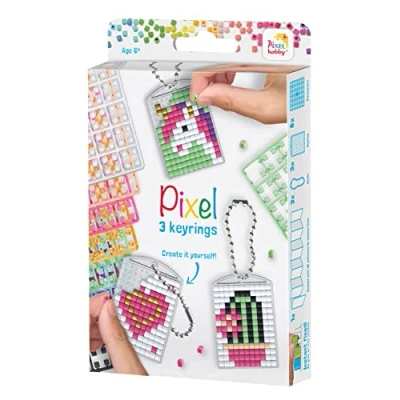 Imagen de Pixel Kit Creativo 3 llaveros + folleto 38 Modelos Girly, PX20131 a Partir de 8 años
