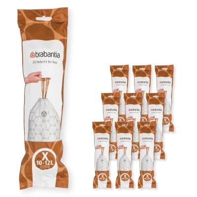 Imagen de Brabantia Bolsas de Basura PerfectFit 10 lotes (Código X/10 12 Litre) Extra Resistentes con cinta cierre (200 Bolsas)