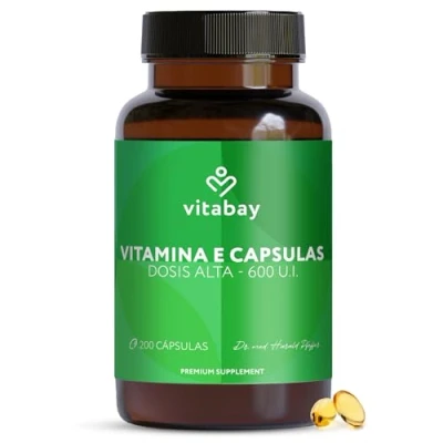 Imagen de Vitabay Vitamina E Capsulas Veganas 600UI Altamente Dosificado 200 Cápsulas de Pura Vitamin con Vitaminas Natural