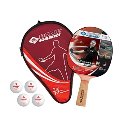 Imagen de Donic Schildkröt Set de Tenis Mesa Persson 600, 1 Raqueta con Mango Corcho, 4 Pelotas 3 Estrellas, Funda, Gran Completo para un Comienzo Inmediato, 788450