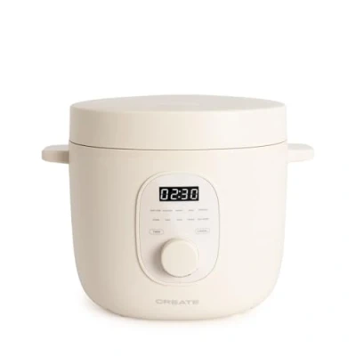 Imagen de CREATE/RICE COOKER/Arrocera eléctrica multifunción 3L blanco roto/Programable hasta 24h, con cesta vaporera, prepara tartas, guisos o sopas, función de mantener el calor, 600W