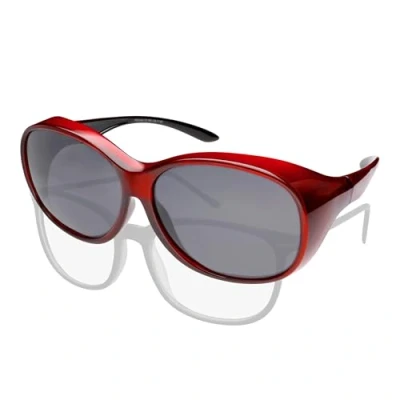Imagen de ActiveSol Gafas superpuestas MEGA Para señora, de sol polarizadas poner encima las gafas, UV400, coche y bicicleta, (rojo)