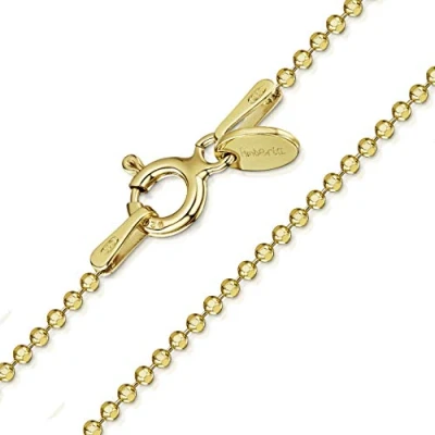 Imagen de Amberta® Joyería Collar Fina Plata de Ley 925 18K Chapado en Oro Diamante Corte Cadena Bola 1.2 mm 40 45 50 55 60 70 cm (70cm)