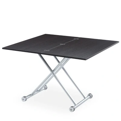 Imagen de Menzzo Carrera B2219S Mesa de centro, contemporánea, abatible, madera y acero inoxidable, 57/100 x 100/114,2 39/76,3 cm, wengué