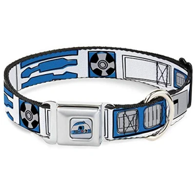 Imagen de Collar de Perro Hebilla cinturón Seguridad Star Wars R2D2 Piezas limitadoras Blanco, Negro, Azul, Gris, Rojo, 11 a 17 Pulgadas, 1.0 Pulgadas Ancho