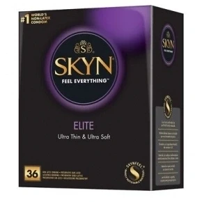 Imagen de SKYN Elite preservativos Skynfeel Paquete de 36 condones sin látex para hombres, tamaño regular, ultradelgados y suaves, forma recta lisa, 53 mm ancho