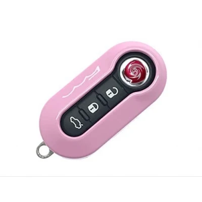 Imagen de Nordecco Carcasa protectora brillante para llave de coche Fiat 500C 500 500L 500X ABARTH GRANDE PUNTO BRAVA PANDA STILO LINEA (rosa)