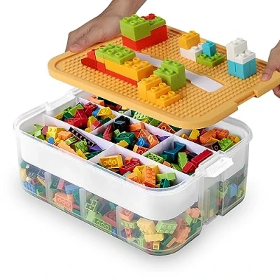 Imagen de WillingHeart Caja Almacenaje con Tapa para Lego Organizadoras Plastico Juguetes Infantil Caixas Apilables Arrumação de Bloques Construccion Ladrillos Piezas Cajitas Transparente Storage Box