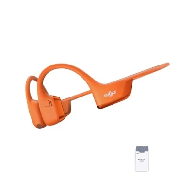 Imagen de SHOKZ OpenRun Pro 2 Auriculares Deportivos de Conducción Ósea, Inalámbricos Bluetooth 5.3, Micrófonos con Cancelación Ruido, Resistente al Agua IP55, 12h Reproducción, Carga Rápida USB C, Naranja