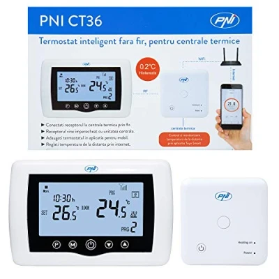 Imagen de Termostato Inteligente PNI CT36 inalámbrico, con WiFi, Control por Internet, para centrales térmicas, App TuyaSmart