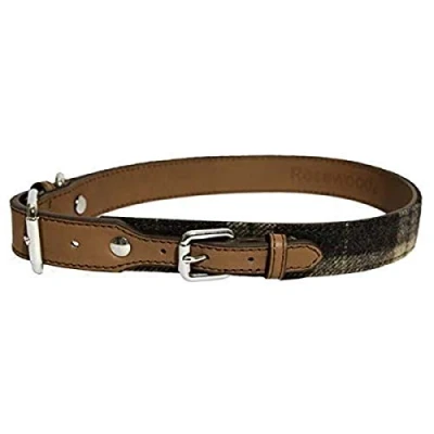 Imagen de Lujoso Collar de Perro Piel Rosewood Cuadros Tweed Escoceses