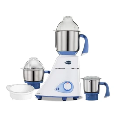 Imagen de Preethi Blue Leaf Diamond 750 Watt Mixer Grinder with 3 Jars, Blue/White