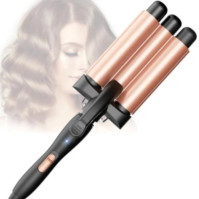 Imagen de Lockenstab 3 Fässer Beach Waves Welleneisen Einstellbar Schnell Eerhitzendes für Langes Kurzes Haar, Oro rosa