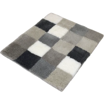 Imagen de Kleine Wolke 5426179539 Caro Alfombrilla de baño con diseño Cuadros (55 x 65 cm), Color Gris