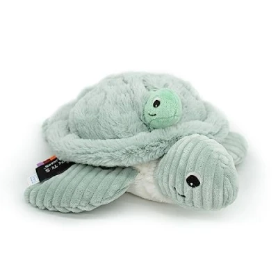 Imagen de LES DÉGLINGOS Turtle Ptipotos Sauvenou la Tortuga mamá y bebé Peluche de Pana, Menta, Estampado Animal, Color, 26,4x10x29,5 (73503)