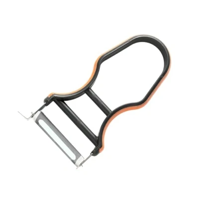 Imagen de Fackelmann Soft Pelador Verduras y Frutas, de Cocina, Patatas, Manual, Cuchilla acero inoxidable con mango elastómero gris polipropileno naranja, negro, 12x6cm, 1 ud.