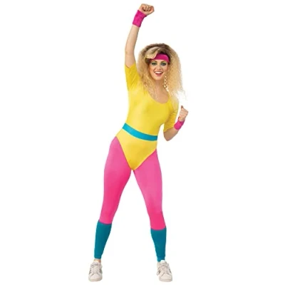 Imagen de Bristol Novelty AF119S Disfraz de aerobic femenino años 80, mujer, multicolor, talla S Halloween