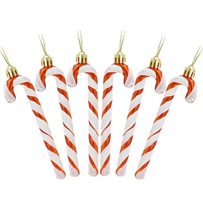 Imagen de Christmas Concepts® Pack de 6 Decoraciones para árboles Navidad con bastón Caramelo Brillo 13 (5.2&quot;) cm (Cobre y Blanco)