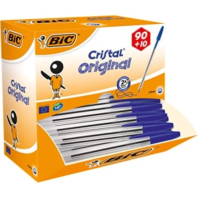 Imagen de BIC Cristal Original Caja de 100 unidades, bolígrafos punta media 1.0 mm, color azul