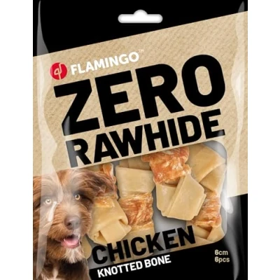Imagen de Flamingo Zero Rawhide Bone Knotted Treats with Chicken 6 Pieces of cm, 20 g.