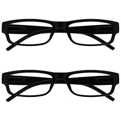 Imagen de The Reading Glasses Company La Compañía Gafas De Lectura Negro Ligero Cómodo Lectores Valor Pack 2 Hombres Mujeres RR32 1 +3,00