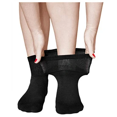 Imagen de vitsocks Calcetines Confort de Descanso Antiampollas Mujer (3 PARES) para Pies Sensibles, negro, 35 38