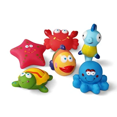 Imagen de JAYSRIS Juguetes de baño(6PCS), para bebés, el Agua, Agua y niños pequeños Tortuga, Pescado, Caballos mar