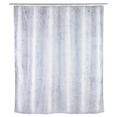 Imagen de WENKO cortina de ducha Concrete lavable, con 12 anillos para Multicolor
