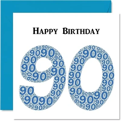 Imagen de Divertidas tarjetas de cumpleaños 90 para hombres, Shapecloud Tarjeta feliz abuelo abuelo, niñera, abuela, papá, mamá, felicitación 145 mm x
