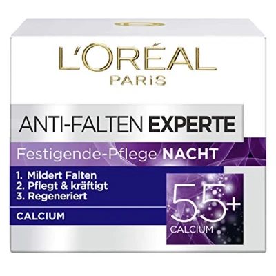 Imagen de L&#039;Oréal Paris, Crema de noche hidratante facial, Antiedad, con calcio para reducir las arrugas, Antiarrugas Expert 55+, 1 x 50ml