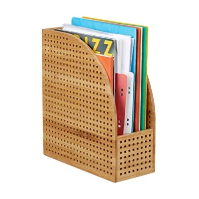 Imagen de Relaxdays, 30,5 x 26,5 12 cm, Marrón Revistero XL, A4, Ancho, Organizador de Escritorio, Bambú