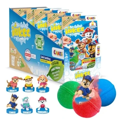 Imagen de INKEE SURPRISE PAW PATROL Bombas de baño para niños con sorpresa, juguete la Patrulla Canina bañera, aroma a chicle cola y efecto espuma, 5 unidades