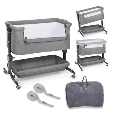 Imagen de ms Minicuna Colecho Comfy Cuna Regulable Multialturas, Reclinable Colchón Incluido e Incluye Mosquitera de Serie