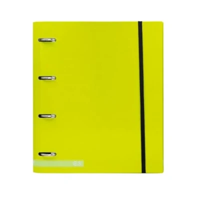 Imagen de Raylu Paper Archivador de 4 Anillas con Recambio A4 100 Hojas 5x5mm y 6 Separadores Colores, Carpesano Cierre Goma Elástica (Verde)