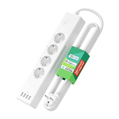 Imagen de WiFi Regleta Inteligente 4 Tomas y USB, Meross Enchufe Múltiple Compatible con Alexa Google Home, Función de Temporizador, 1.8 Metro
