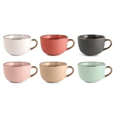 Imagen de H&amp;h set 6 tazze colazione dots in colori assortiti cc 510