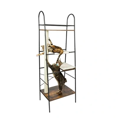 Imagen de PetFusion VersiCLimb,Mueble multiusos para mascotas con poste alto y hamaca gatos, ideal almacenamiento de o mostrar imágenes libros,1 año Warr