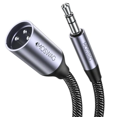 Imagen de MOSWAG cable de 3,5 mm a XLR, Desequilibrar el dorado del micrófono TRS XLR Compatible con, Teléfono móvil, Computadora portátil, Altavoces, Mezcladores, Tabletas, Micrófonos, Amplificadores