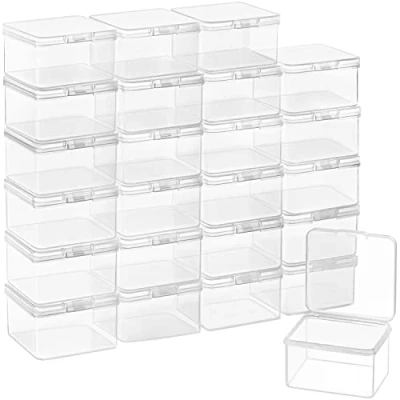 Imagen de BELLE VOUS Cajas Organizadoras con Tapa de Bisagra (Pack 24) Caja Almacenaje Plástico Transparente 6,2 x 4 cm para Pastillas, Abalorios, Joyas y Artículos Manualidades