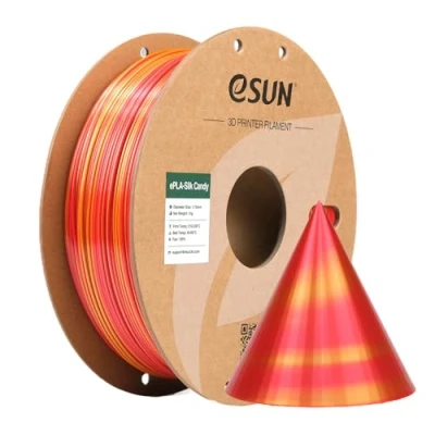 Imagen de eSUN Filamento PLA Caramelo Seda 1.75mm, Sedoso Multicolor Impresora 3D PLA, 1KG Carrete para Impresoras 3D，Rojo Oro