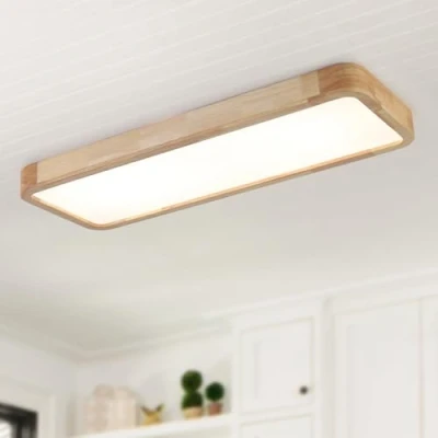 Imagen de Schindora Plafon Led Techo Madera,80 * 30Cm Moderno Lampara 36W 3000K 6000K Grande Lamparas De Salon,Regulable Con Mando,Cuadrado Dormitorio Para Cocina Habitacion
