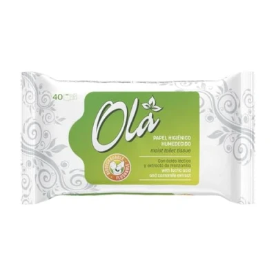 Imagen de OLA Papel Higiénico Humedecido con Extracto de Manzanilla y Ácido Láctico Desechable Combinación Toallita Húmeda Piel Sensible 40uds