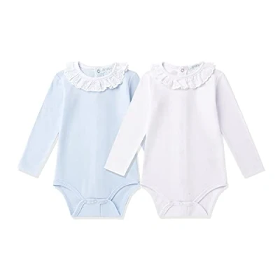 Imagen de AMOMÍ Body Cuello Batista Bebés Pack de 2 Pcs 6 Meses 100% Algodón (6 Meses, Cleste Blanco)