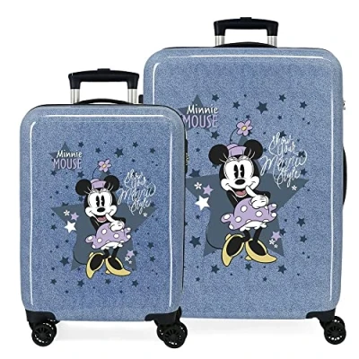 Imagen de Disney Minnie Style Juego de maletas Azul 55/68 cms Rígida ABS Cierre combinación lateral 104L 6 kgs 4 Ruedas Dobles Equipaje Mano