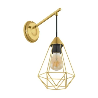 Imagen de Eglo lámpara de pared Tarbes, luz única, iluminación interior metal en latón cepillado, recibidor e salón, casquillo E27
