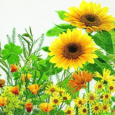 Imagen de 20 Servilletas Amarillas Flores/Flores/Girasol/Jardín 33 x cm