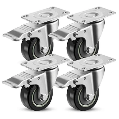 Imagen de Meditool 4 Ruedas Pivotantes,75mm 400KG,Ruedas para Muebles,Ruedas Giratorias Muebles con Freno, Placa de Montaje, (Negro)