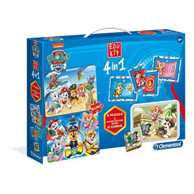 Imagen de Clementoni 18097 Edukit 4 en 1 Paw Patrol Juego Educativo con memo, Puzzle, Cubos Dibujos y dominó a Partir de 3 años